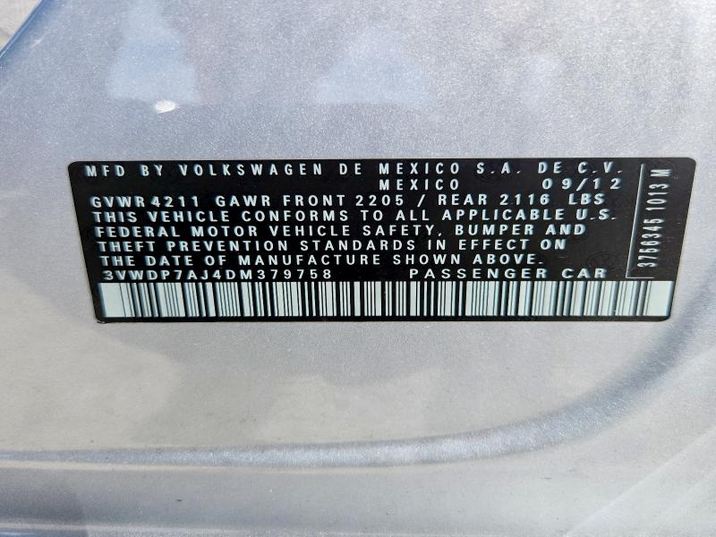 Aukcja sprzedaży 2013 Volkswagen Jetta, vin: 3VWDP7AJ4DM379758, numer aukcji: 55921296