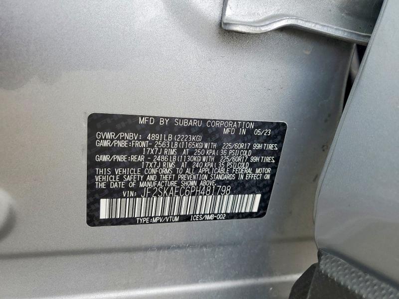 85618715 :رقم المزاد ، JF2SKAEC6PH481798 vin ، 2023 Subaru Forester مزاد بيع