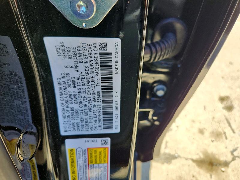 Продажа на аукционе авто 2026 Honda Civic, vin: 2HGFE2F52TH535486, номер лота: 55811996