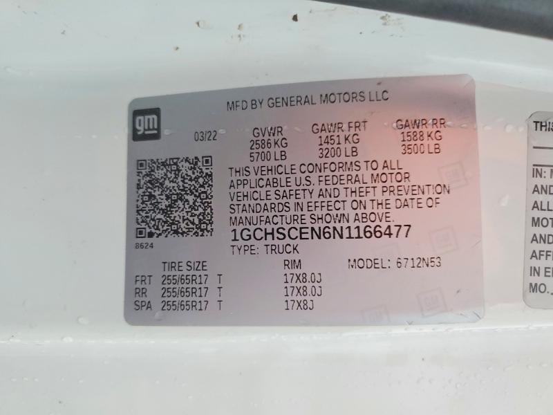 Aukcja sprzedaży 2022 Chevrolet Colorado, vin: 1GCHSCEN6N1166477, numer aukcji: 56620016