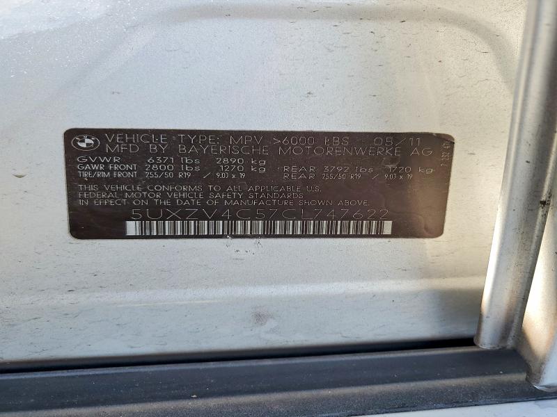 Aukcja sprzedaży 2012 Bmw X5, vin: 5UXZV4C57CL747622, numer aukcji: 58417966