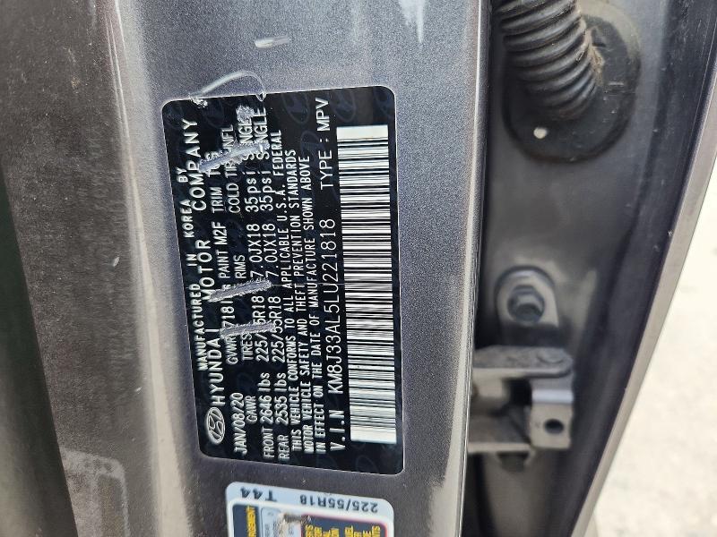 Aukcja sprzedaży 2020 Hyundai Tucson, vin: KM8J33AL5LU221818, numer aukcji: 58283396