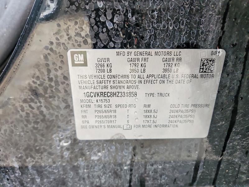 2017 Chevrolet Silverado მანქანა იყიდება აუქციონზე, vin: 1GCVKREC8HZ331858, აუქციონის ნომერი: 58207396