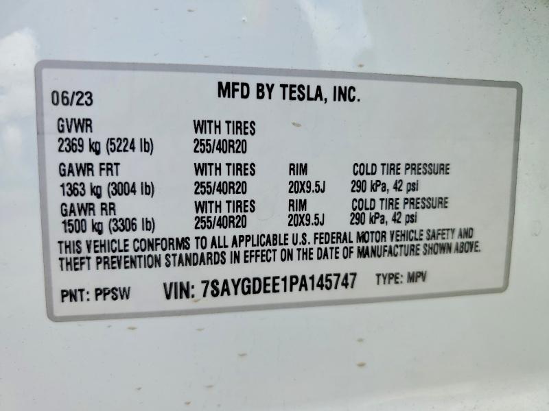 Aukcja sprzedaży 2023 Tesla Model Y, vin: 7SAYGDEE1PA145747, numer aukcji: 59010826