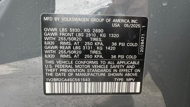 Продажа на аукционе авто 2025 Volkswagen Atlas, vin: 1V2BR2CA4SC561543, номер лота: 58099986