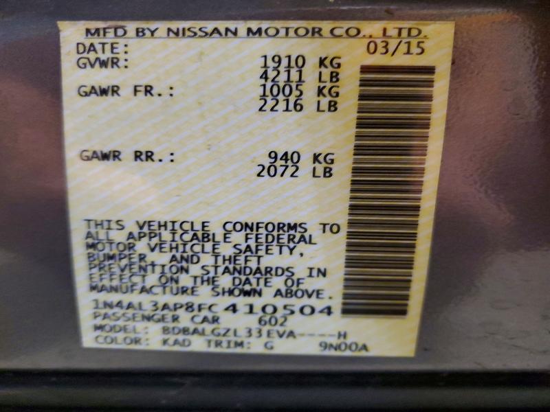58260046 :رقم المزاد ، 1N4AL3AP8FC410504 vin ، 2015 Nissan Altima مزاد بيع