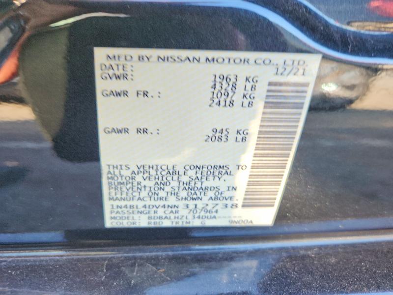 Продажа на аукционе авто 2022 Nissan Altima, vin: 1N4BL4DV4NN312738, номер лота: 58715526