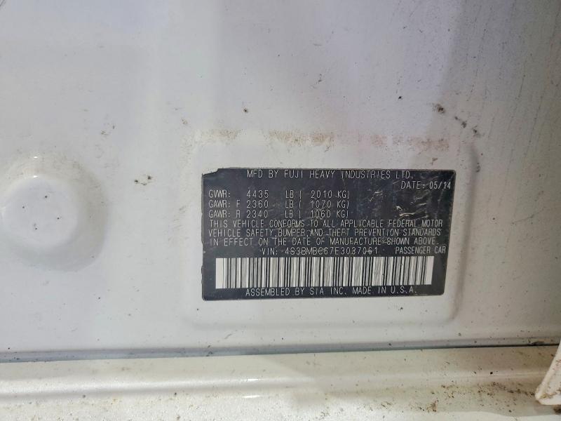 2014 Subaru Legacy მანქანა იყიდება აუქციონზე, vin: 4S3BMBC67E3037061, აუქციონის ნომერი: 54581936