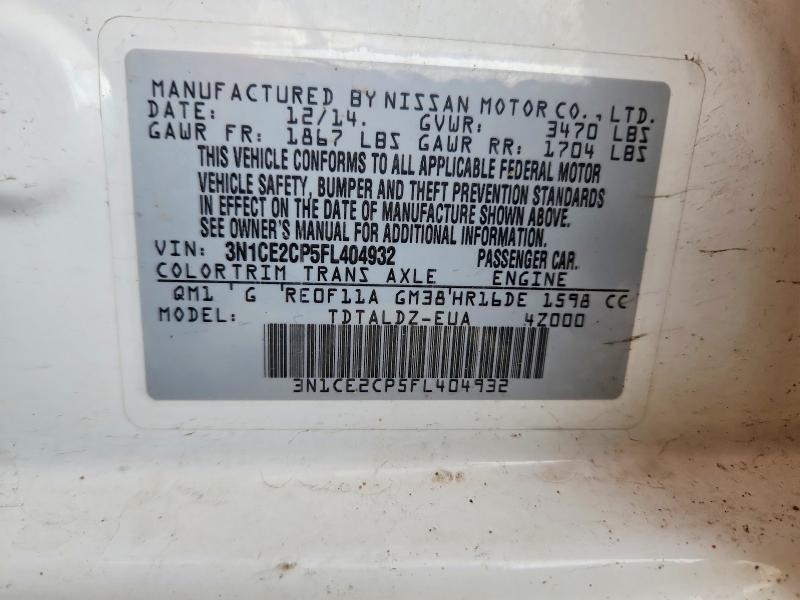 57246126 :رقم المزاد ، 3N1CE2CP5FL404932 vin ، 2015 Nissan Versa Note مزاد بيع