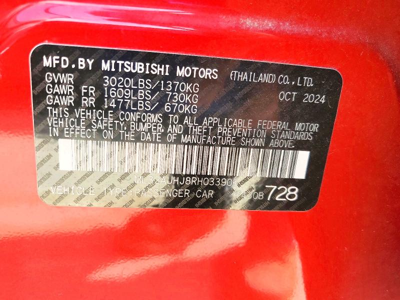 Aukcja sprzedaży 2024 Mitsubishi Mirage, vin: ML32AUHJ8RH033906, numer aukcji: 58114976