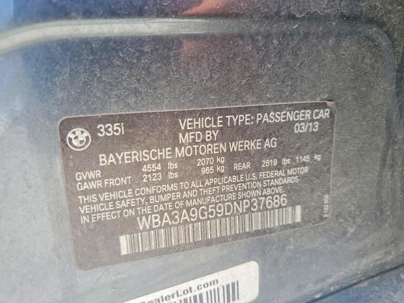 Продажа на аукционе авто 2013 Bmw 335, vin: WBA3A9G59DNP37686, номер лота: 58385376