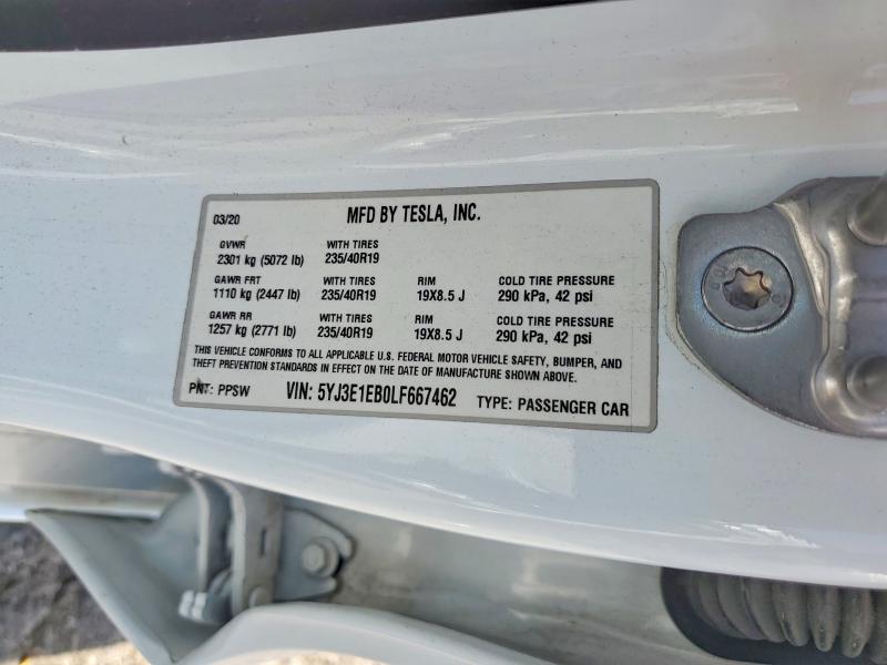 Aukcja sprzedaży 2020 Tesla Model 3, vin: 5YJ3E1EB0LF667462, numer aukcji: 55199136
