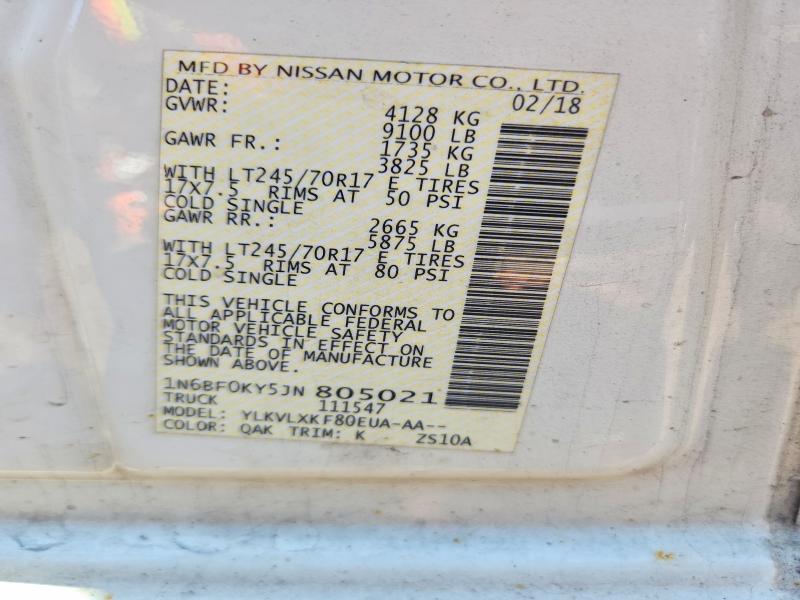 2018 Nissan Nv მანქანა იყიდება აუქციონზე, vin: 1N6BF0KY5JN805021, აუქციონის ნომერი: 57832106