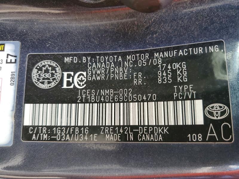 Продажа на аукционе авто 2009 Toyota Corolla, vin: 2T1BU40E69C050470, номер лота: 54545336