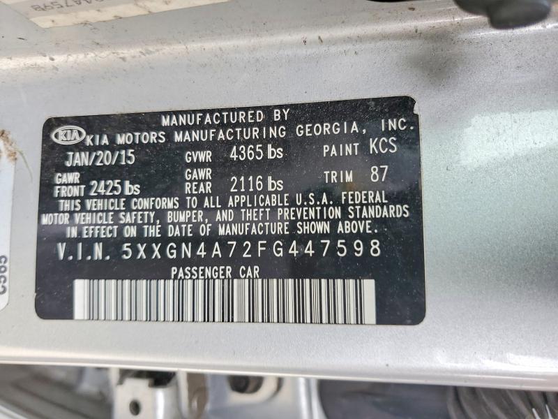 Продаж на аукціоні авто 2015 Kia Optima, vin: 5XXGN4A72FG447598, номер лоту: 56296436
