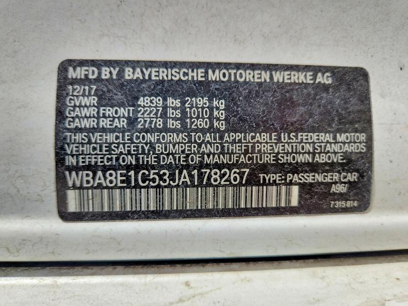 Продажа на аукционе авто 2018 Bmw 330e, vin: WBA8E1C53JA178267, номер лота: 57538026