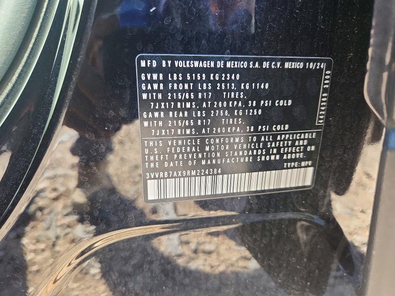 2024 Volkswagen Tiguan მანქანა იყიდება აუქციონზე, vin: 3VVRB7AX9RM224384, აუქციონის ნომერი: 57760646