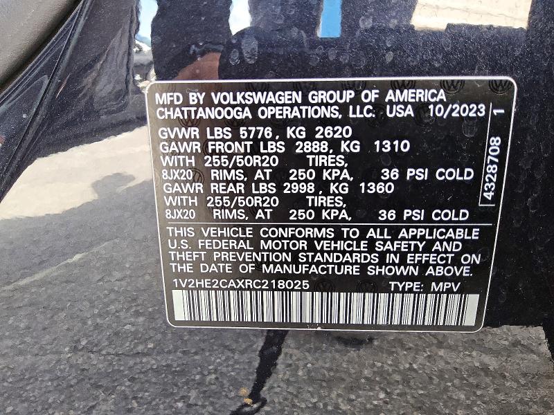 53400106 :رقم المزاد ، 1V2HE2CAXRC218025 vin ، 2024 Volkswagen Atlas Cross Sport مزاد بيع