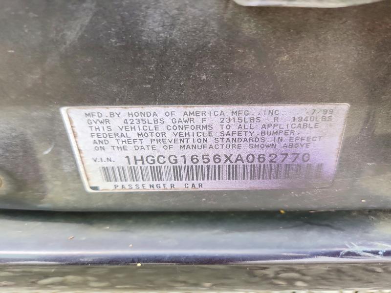 Aukcja sprzedaży 1999 Honda Accord, vin: 1HGCG1656XA062770, numer aukcji: 57502196
