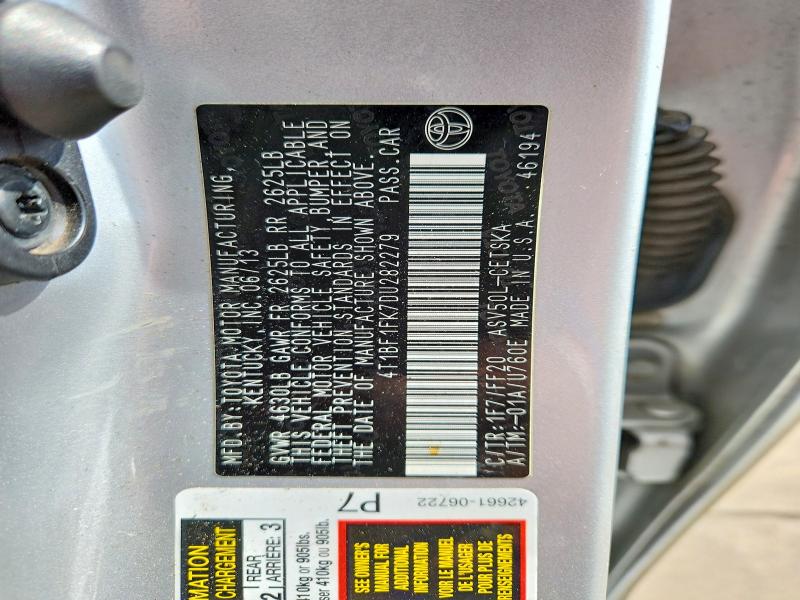 Aukcja sprzedaży 2013 Toyt Camry, vin: 4T1BF1FK7DU282279, numer aukcji: 55531936