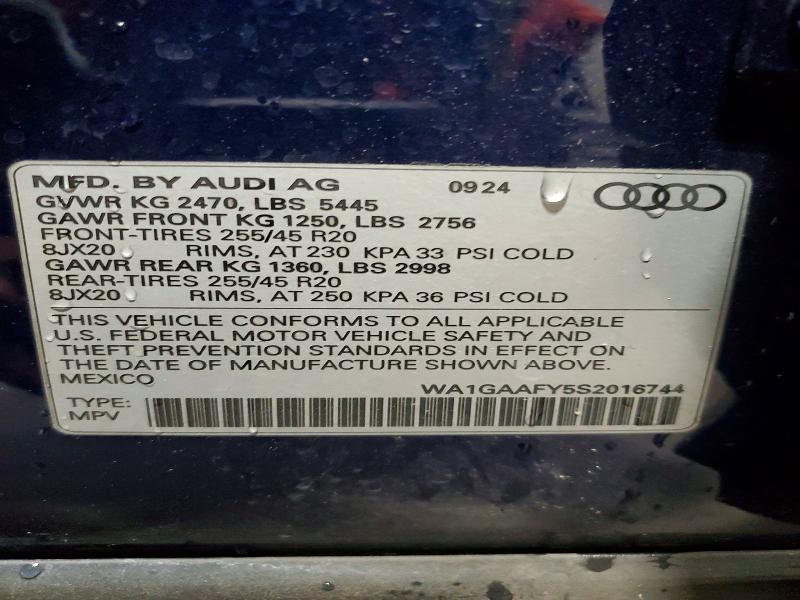 56940876 :رقم المزاد ، WA1GAAFY5S2016744 vin ، 2025 Audi Q5 مزاد بيع