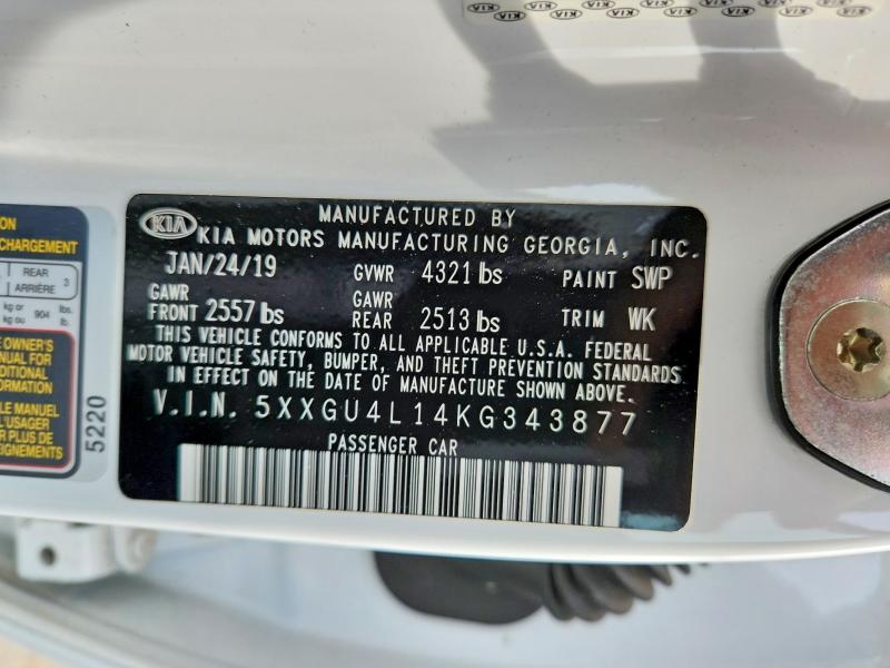 Продажа на аукционе авто 2019 Kia Optima, vin: 5XXGU4L14KG343877, номер лота: 57683586