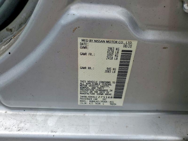 55512616 :رقم المزاد ، 1N4BL4DVXLC275168 vin ، 2020 Nissan Altima مزاد بيع