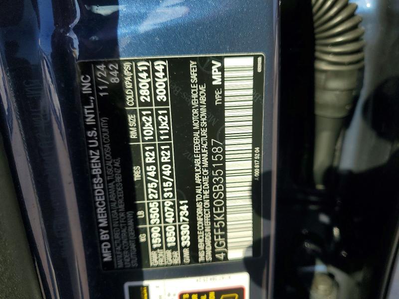 59052876 :رقم المزاد ، 4JGFF5KE0SB351587 vin ، 2025 Mercedes-benz Gls مزاد بيع