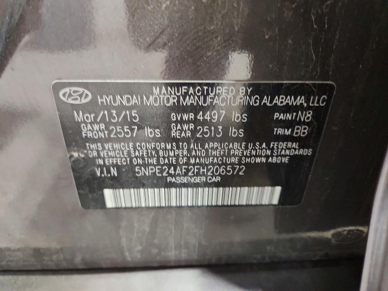 2015 Hyundai Sonata მანქანა იყიდება აუქციონზე, vin: 5NPE24AF2FH206572, აუქციონის ნომერი: 58185076