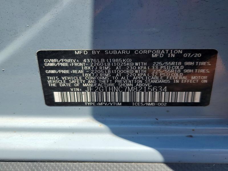 Aukcja sprzedaży 2021 Subaru Crosstrek, vin: JF2GTHNC7M8215634, numer aukcji: 57217296