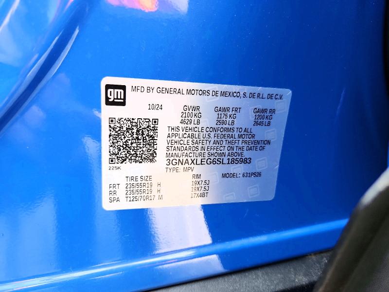 2025 Chevrolet Equinox მანქანა იყიდება აუქციონზე, vin: 3GNAXLEG6SL185983, აუქციონის ნომერი: 56565306
