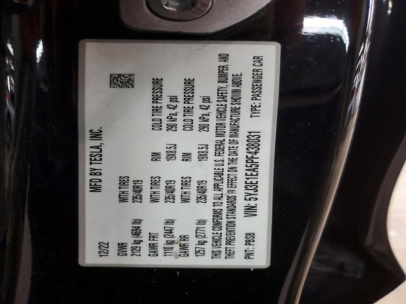 Продажа на аукционе авто 2023 Tesla Model 3, vin: 5YJ3E1EA5PF438031, номер лота: 57260196