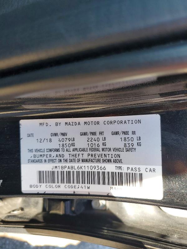 Продаж на аукціоні авто 2019 Mazda 3, vin: JM1BPABL6K1109366, номер лоту: 58492586