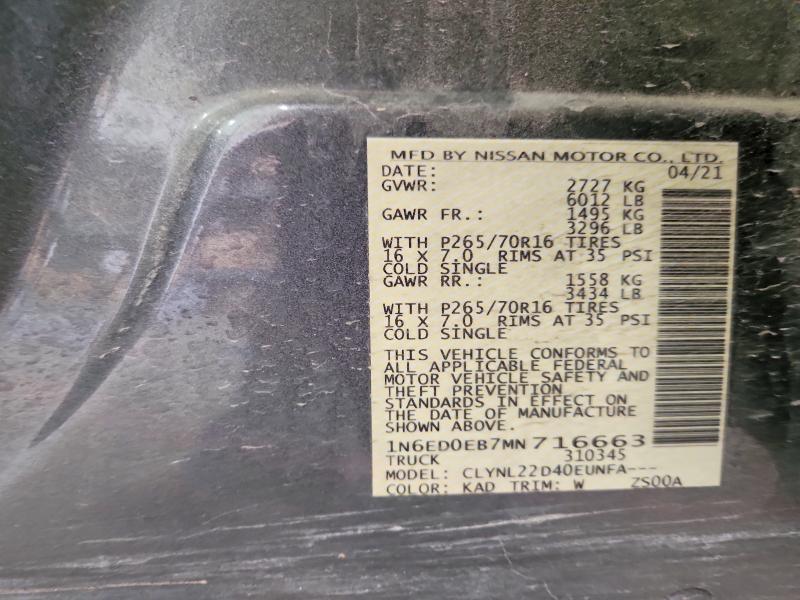 Продаж на аукціоні авто 2021 Nissan Frontier, vin: 1N6ED0EB7MN716663, номер лоту: 58051866