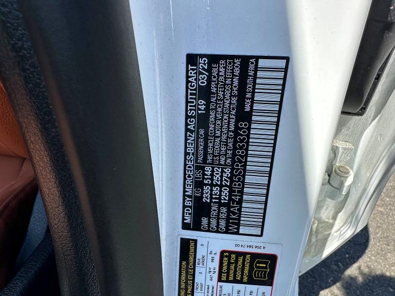 Продажа на аукционе авто 2025 Mercedes-benz C, vin: W1KAF4HB5SR283368, номер лота: 56106636