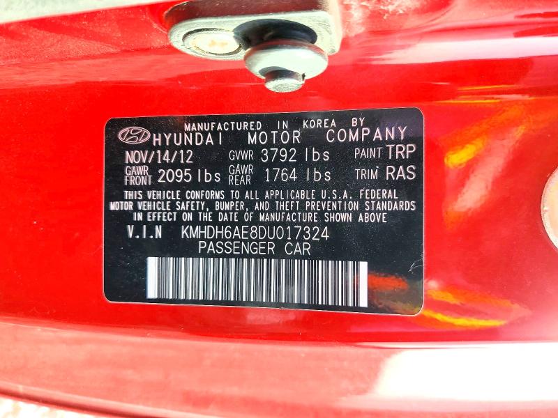 Продажа на аукционе авто 2013 Hyundai Elantra Coupe, vin: KMHDH6AE8DU017324, номер лота: 56581746