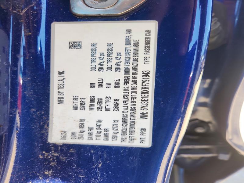 2024 Tesla Model 3 მანქანა იყიდება აუქციონზე, vin: 5YJ3E1EBXRF791943, აუქციონის ნომერი: 55871716