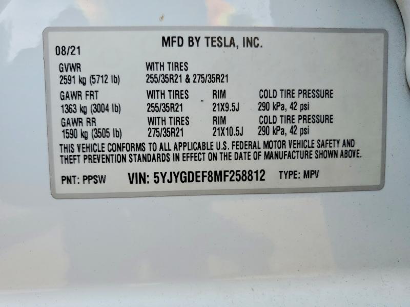 Продаж на аукціоні авто 2021 Tesla Model Y, vin: 5YJYGDEF8MF258812, номер лоту: 58976996