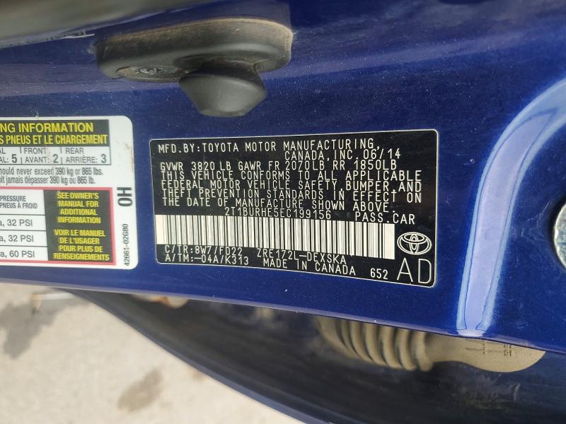 Aukcja sprzedaży 2014 Toyota Corolla, vin: 2T1BURHE5EC199156, numer aukcji: 56998906