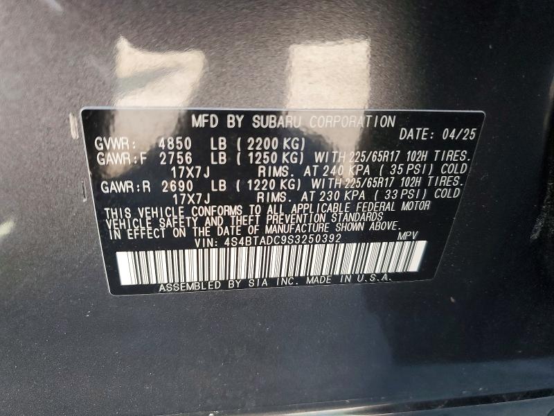 58606406 :رقم المزاد ، 4S4BTADC9S3250392 vin ، 2025 Subaru Outback مزاد بيع