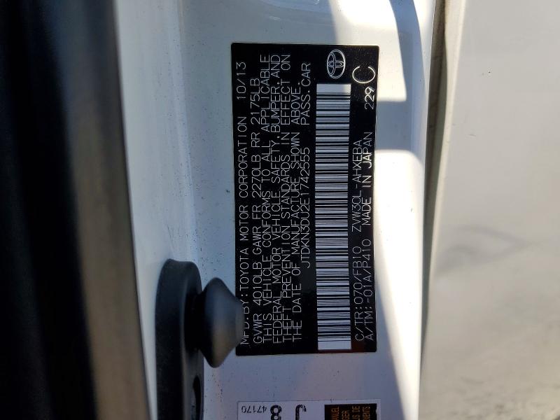 Aukcja sprzedaży 2014 Toyota Prius, vin: JTDKN3DU2E1742555, numer aukcji: 58494516