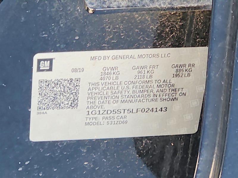 Продажа на аукционе авто 2020 Chevrolet Malibu, vin: 1G1ZD5ST5LF024143, номер лота: 55866996