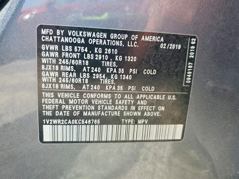 Aukcja sprzedaży 2019 Volkswagen Atlas, vin: 1V2WR2CA0KC546765, numer aukcji: 56521176