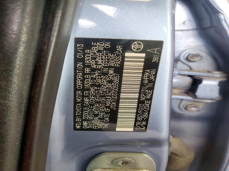 Aukcja sprzedaży 2013 Toyota Yaris, vin: JTDKTUD37DD558857, numer aukcji: 58915096