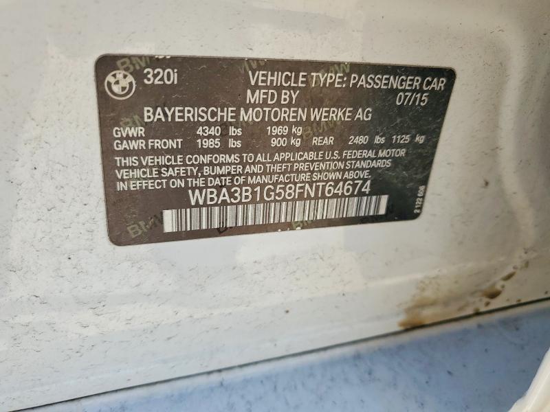 Aukcja sprzedaży 2015 Bmw 320, vin: WBA3B1G58FNT64674, numer aukcji: 56028546
