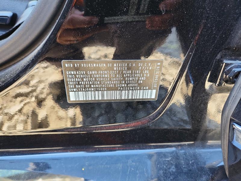 Продажа на аукционе авто 2017 Volkswagen Jetta, vin: 3VWL17AJ5HM215809, номер лота: 56062856