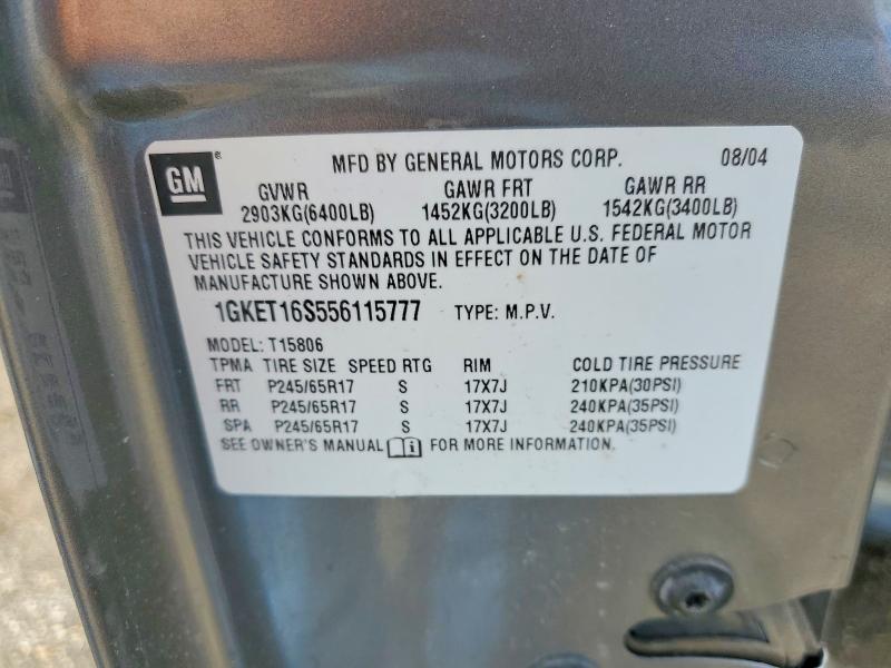 Продажа на аукционе авто 2005 Gmc Envoy, vin: 1GKET16S556115777, номер лота: 56020146