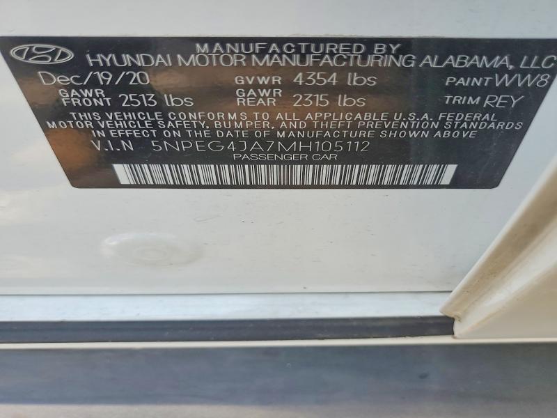 56642016 :رقم المزاد ، 5NPEG4JA7MH105112 vin ، 2021 Hyundai Sonata مزاد بيع
