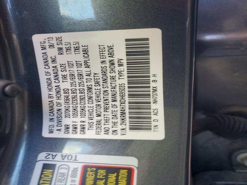 56709486 :رقم المزاد ، 2HKRM4H7XDH695035 vin ، 2013 Honda Cr-v مزاد بيع