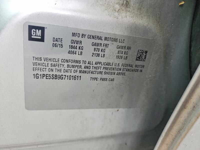2016 Chevrolet Cruze Limited მანქანა იყიდება აუქციონზე, vin: 1G1PE5SB9G7101611, აუქციონის ნომერი: 58786706